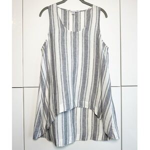 Saks Fifth Avenue Linen Tank Top Medium High Low Hem Scandinavian Boho Granola